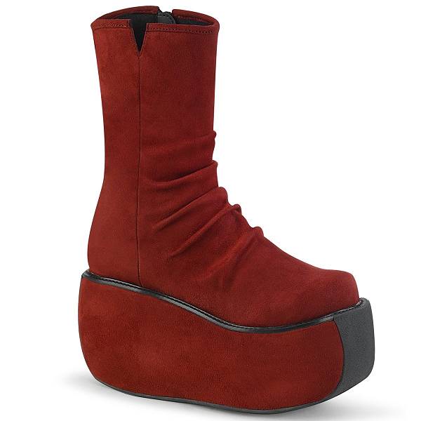 Demonia Women's Violet-100 Platform Ankle Boots - Burgundy Faux Suede D1608-34US Clearance